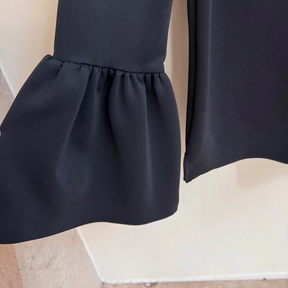 Ted Baker London Black Lolare Bell Sleeve Top Back Zipper Womens Size XS